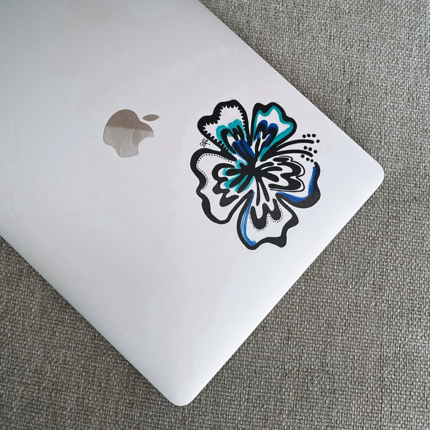 Clear Decal Sticker Art - Hibiscus Flower Blue