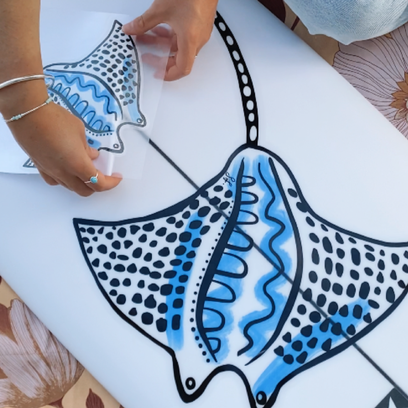 Clear Decal Sticker Art - Manta Ray